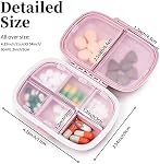 3 Pack Travel Pill Organizer with 8 Compartments Moisture Proof Small Pill Box for Pocket Purse Daily Pill Case Portable Medicine Vitamin Holder Container Medicine Storage(Pink/Blue/Beige)