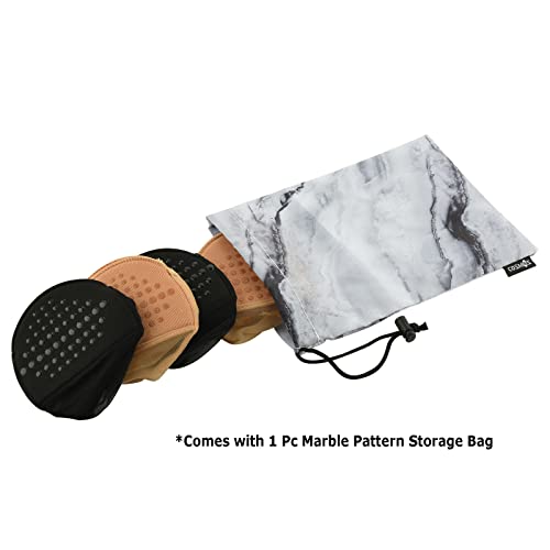 Cosmos 2 Pairs Women's Sheer Toe Cover With Cushion Non-Skid Sole Forefoot Pads With Marble Pattern Drawstring Pouch Bag #TOP4