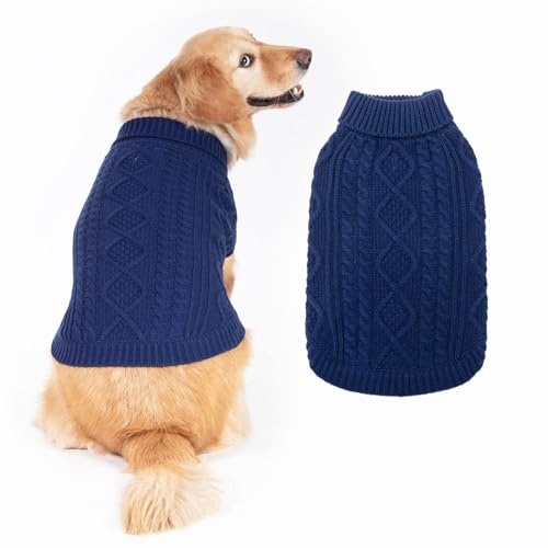 Image of BINGPET Dog Sweater for Large Dogs, Turtleneck Knitted Clothes