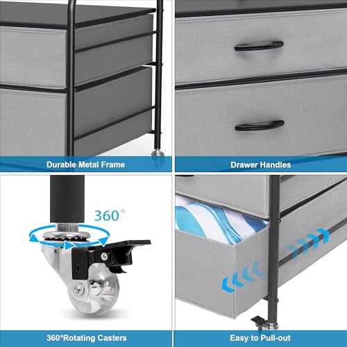 Suporte para impressora sob a mesa com rodas, 55 cm de profundidade com gavetas de armazenamento, ca