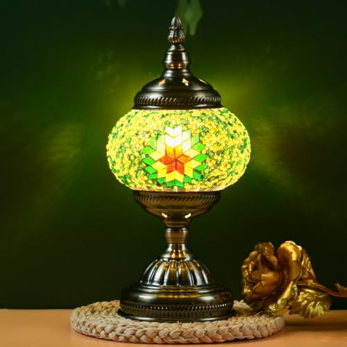 Turquie exotique mosaïque lampe de table avec style marocain fait à la main verre décoratif lampe rétro ombre avec USB éclairage de bureau décoratif lit éclairage pour chambre