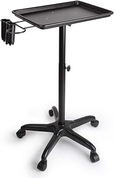 BABYCE Utility Organizer Cart Movable Trolleys, Household Serving Cart Beauty Rolling Trolley Cart with Hairdryer Rack,Can Lift Aluminum Alloy Tool Holder on Wheels