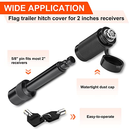 American Flag Metal Trailer Hitch Cover For 2 Inch Receivers, With 5/8" Pin Diametertrailer Hitch Lock For Trucks Trailer Suv #TOP3