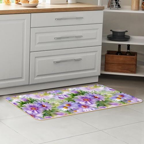 Tapete de cocina para pasillo y cuarto de lavado con flores florecientes 7