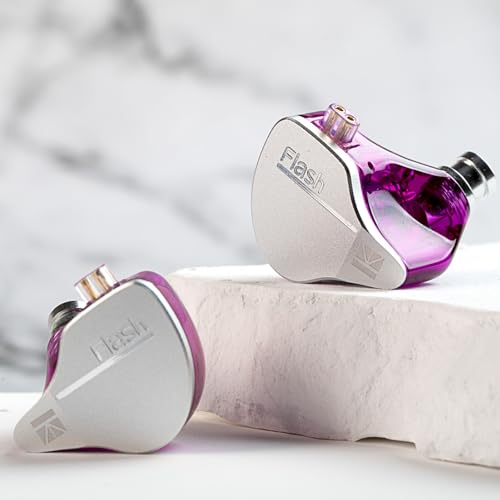 【2024新設計人気 有線イヤホン】カナル型 イヤモニ KBEAR Flash イヤホン 有線 ハイエンド 耳掛け 高遮音性 ゲーム ゲーミング イアフォン HIFI音質 インイヤー プロ仕様 低音強化 Wired Earphones 脱着式リケーブルデザイン 小型/軽量 iPhone/Android適用 在宅勤務/配信/通勤/通学/スポ一ツ/音楽モニター用(パープル・マイクなし)