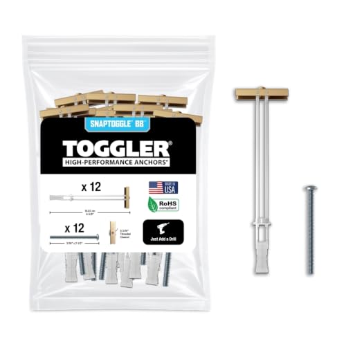 TOGGLER SNAPTOGGLE Drywall Anchors with 1/4-20 Bolts, 12 Pack