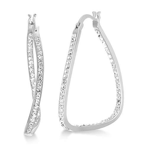 Devin Rose Wavy Oval 40mm Hoop Earrings for Women made with Faceted Crystals