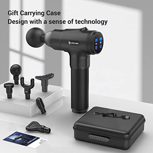 Aerlang Massage Gun, Deep Tissue Massager, Portable Muscle Massage Gun For Back Neck Muscle Relieve, Quiet Brushless Motor 20 Variable Speeds Digital Display 6 Massage Heads And Carrying Case #TOP3