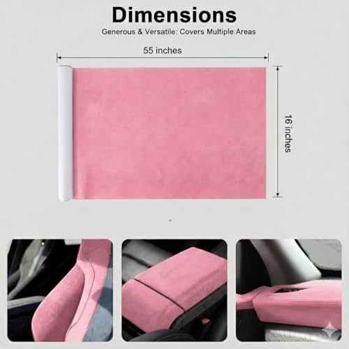 Image of Suede Fabric Wrap - Self Adhesive Film Sticker 16 x 55 Inches Silky Decal Sheet for Car Interior Furniture Upholstery DIY Elastic Stretch Peel and Stick Baby Pink