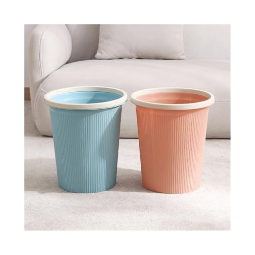 ゴミ箱 蓋なしゴミ箱 丸型プラスチック カラフル 圧力リング付き リビングルーム、寝室、キッチンなどに最適 小/中/大 2個パック(中くらい)