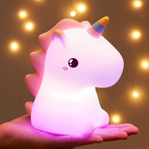 Image of Priyana Rabbit Night Light for Kids, Cute Silicone Bunny Lamp with 3 Brightness Modes, Rechargeable Baby Night Lamp, Soft LED Bedside Light for Nursery, Bedroom, Gift Decoration (Unicorn Night Light)