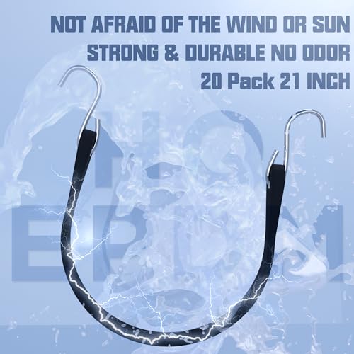KJE 21" Rubber Bungee Cords with S Hooks 20-Pack – EPDM view 3