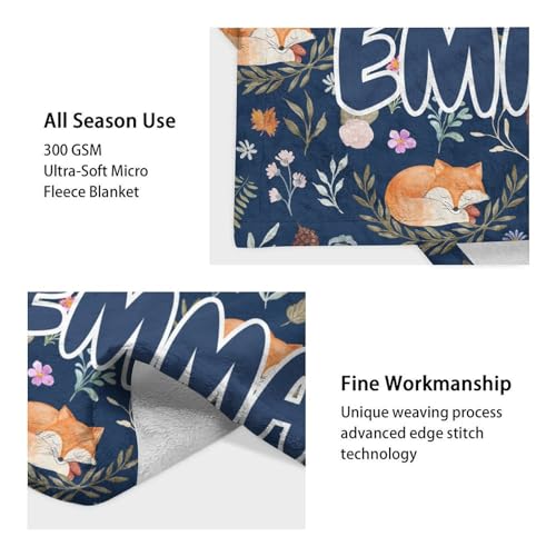 Mercuryelf Custom Fox Throw Blanket - Dark Blue Soft Fuzzy Throws Gift for Women Men - 60x80 Inches Small Cute Blankets for Bed, Couch