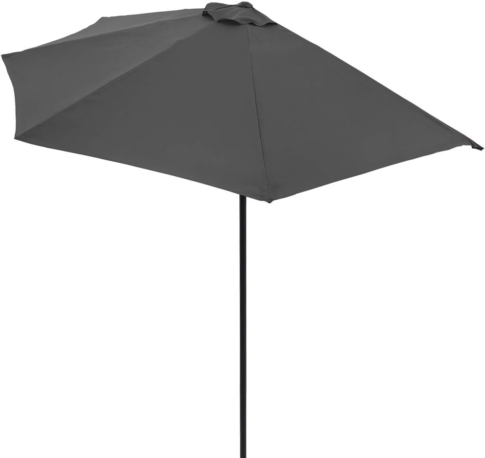 Kingsleeve® 2.7m Half Round Semi-Circular Garden Parasol | 270cm Sun Shade with 80+ UV-Protection | 2.3m Tall | Idea Balcony Umbrella | Garden Patio Wall Fence | Anthracite