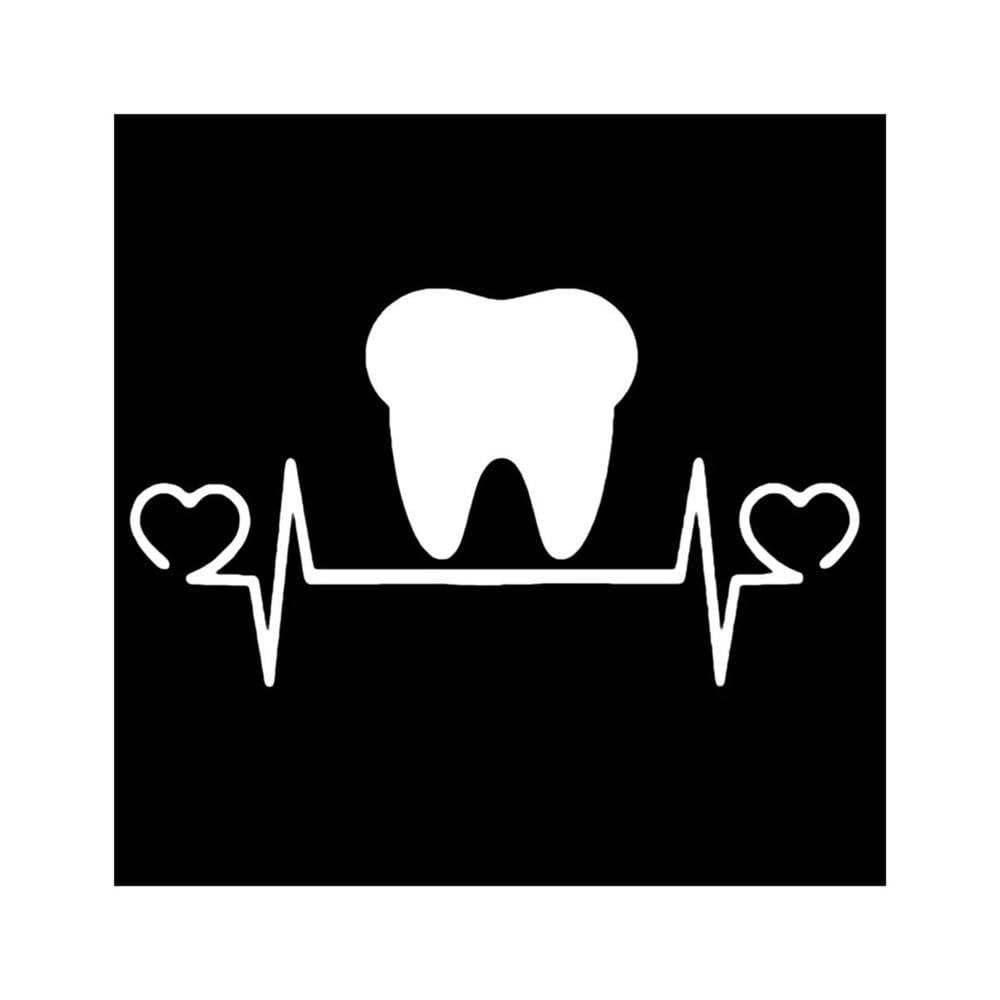 Car Stickers Vinyl Decal Tooth Teeth Lifeline Heartbeat Motorcycle Decorative(White)