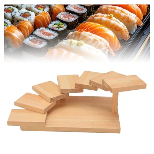 Assiette de service à sushis, 7 étages en bois rotatif pour restaurant ou maison, plateau à sashimi style escalier