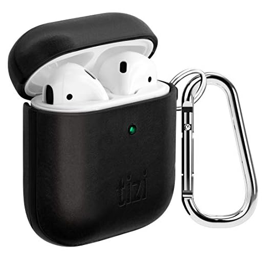 equinux NEU tizi Ränzlein, Lakritzschwarz - Edle Echtleder Hülle für Airpods, Schutz Case gegen Kratzer mit praktischem Karabiner, kompatibel mit Apple AirPods 1 und 2