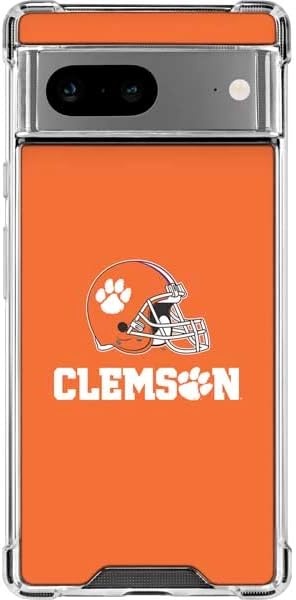 Skinit Clear Phone Case Compatible with Google Pixel 7a - Officially Licensed Clemson University Tiger Print Design