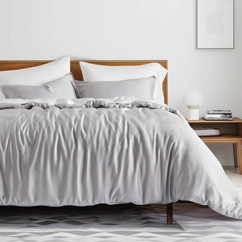 EVERGRACEHOME Tencel Lyocell Cooling Duvet Cover Set King Size 3 Piece, 100% Natural Eucalyptus...