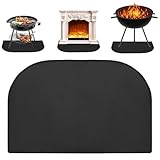 ZIJANG Kaminmatte Feuerfest, 80 × 50 cm Funkenschutzplatte, Schwarz Kamin Bodenplatte, Feuerfeste Unterlagezum, für Zuhause, Terrasse, Balkon