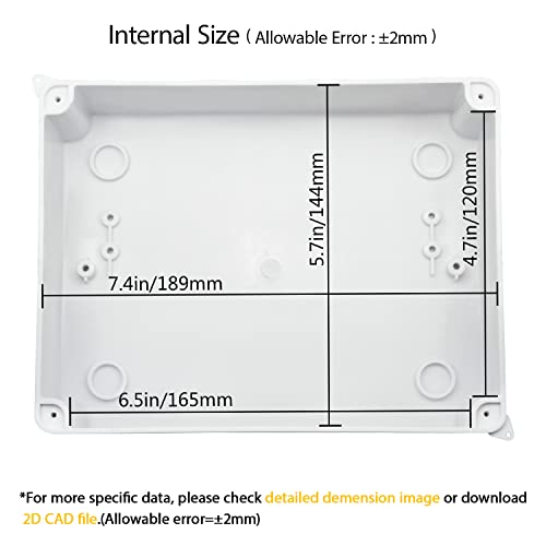 Lemotech Junction Box With Reserved Holes Abs Plastic Electrical Box Ip65 Waterproof Dustproof Project Enclosure For Electronics White 7.9 X 6.1 X 3.1 Inch #TOP2