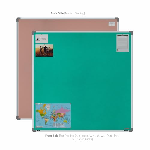 Image of Scholar Art Metis 4x4 Feet Fabric Pin Board for Home, Office & School | Vibrant & Versatile Crape Cloth + High Density Soft Board for Pinning Photos, Sticky Notes & Reminders (Emerald Green)