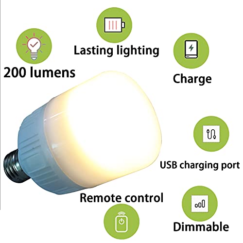 Ampoule E26 sans fil LED rechargeable avec télécommande pour chambre - 2