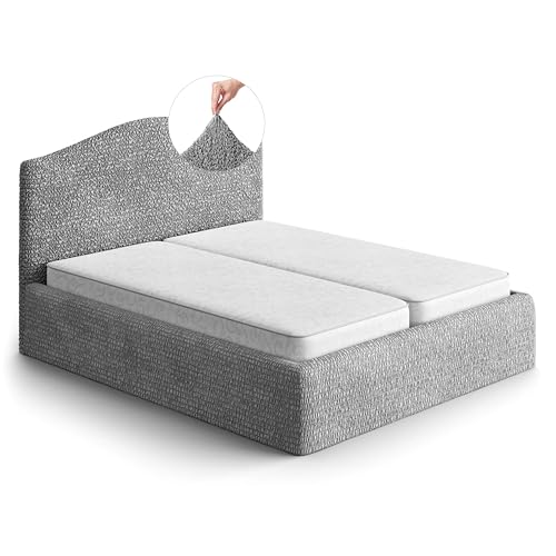 PAULATO Husse für Doppelbett über das Kopfteil und Grundgestell rüberziehen, Husse für Boxspringbetten 130-180cm Mikrofaser, bi-elastisches, kratzfestes und maschinenwaschbares Gewebe Made in Italy