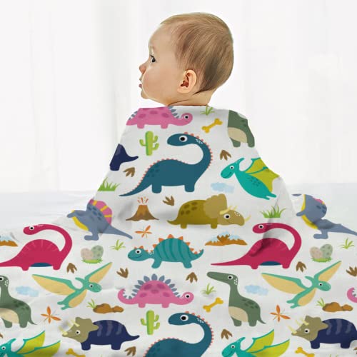 Image of Dinosaur Baby Swaddle Blanket Unisex Swaddle Wrap Soft Polyester Swaddle Blankets Neutral Receiving Blanket for Boys and Girls, 35.4 x 35.4 inches.