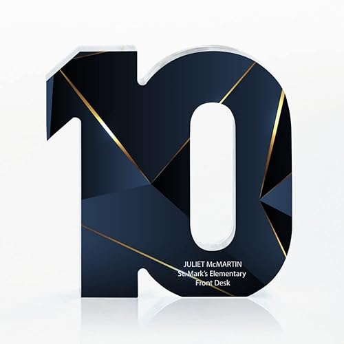 Miniatura 2 de Baudville Trofeo acrílico a todo color - Premio de servicio a empleados de 10 años - Azul - Premio para empleados - Impresión personalizada de hasta