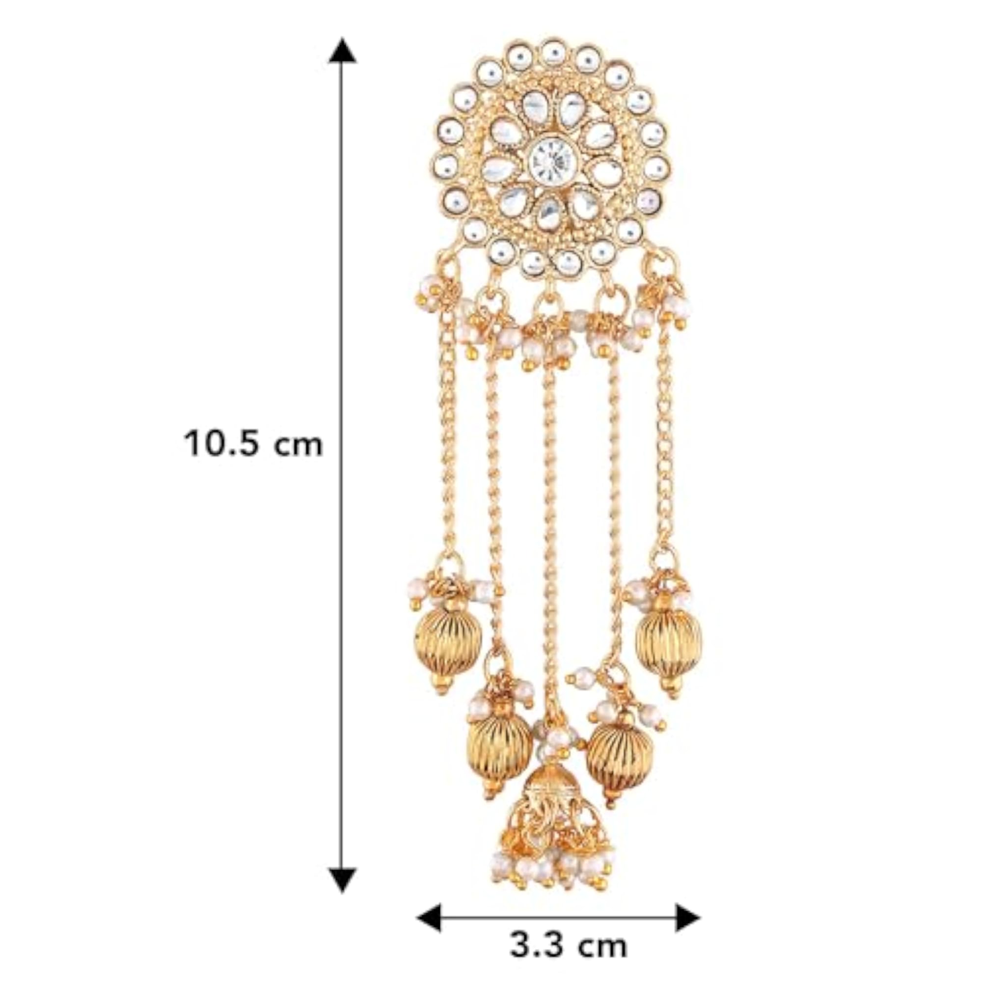Brass Chandbali Earrings for Women & Girls, Gold