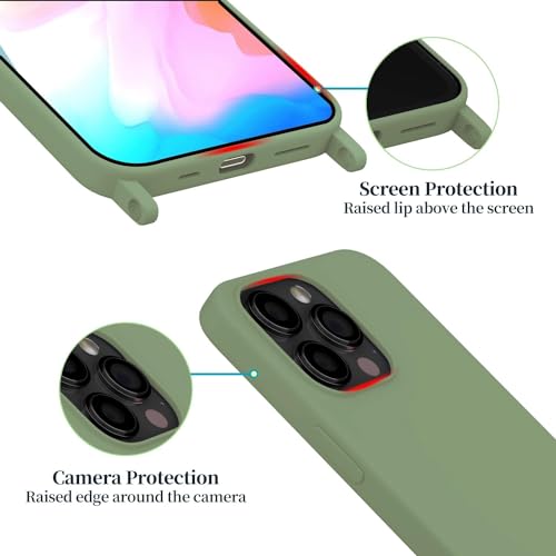 Image of Compatible with iPhone 13 Pro Case with Strap, Crossbody iPhone Case with Lanyard Adjustable Shockproof Drop Protection Silicone Phone Cover for iPhone 13 Pro 6.1'' Mint Green