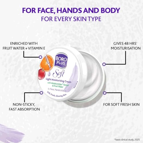 Image of BoroPlus Soft Light Moisturising Cream|Light & Non-sticky|Provides 24 hour moisturisation | For Soft Fresh Skin 200 ml