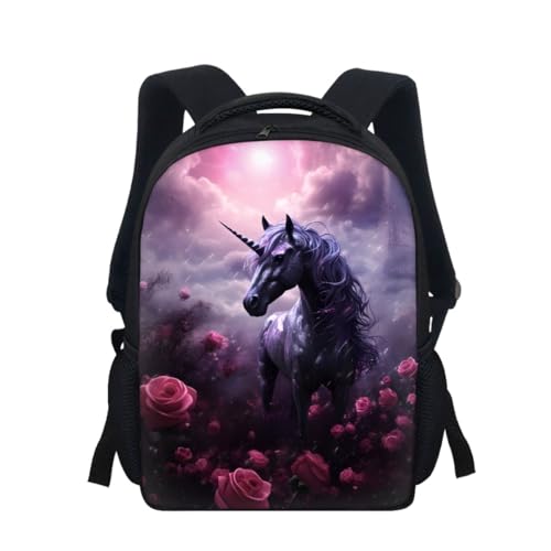 THKVSV Mochila de viaje con estampado 3D de animales, para niños, niñas, escuela, viajes, graffiti de tiburón, unicornio morado, Talla única, Mochilas daypack