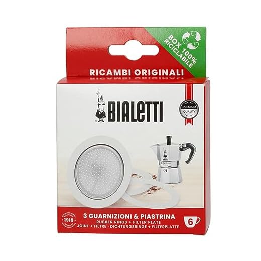 Dichtungen, 3 Stück, und Filter, 1 Stück, für 6 Tassen Espresso-Kaffeemaschine, Aluminium