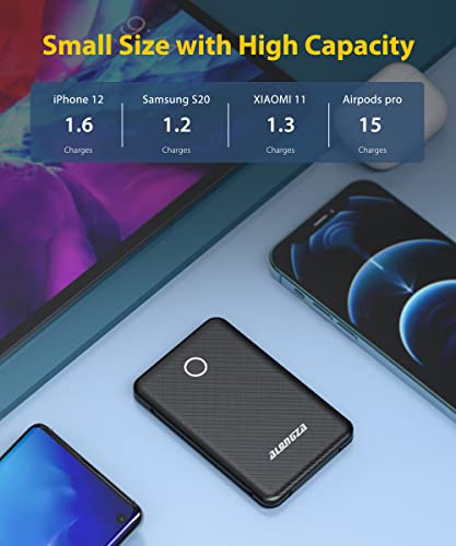 Alongza 2 Pack Small Lightweight Power Bank 6000Mah Built In Cable Portable Charger Mini Usb Battery Pack External Cell Phone Charger For Iphones And Android #TOP7