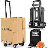 tomser Folding Hand Truck - 270 lbs Heavy Duty Dolly Cart for Moving Lightweight Utility Cart for Luggage Folding Cart with Wheels Collapsible Platform Cart for Travel Shopping Airport Office, Black