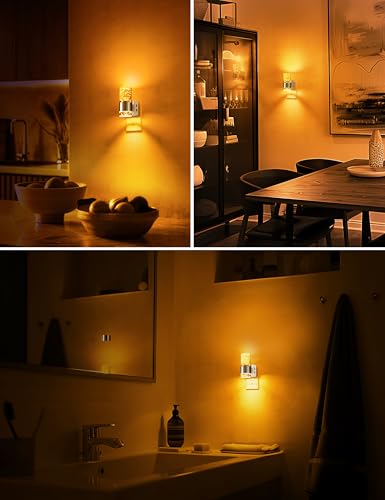 Image of L LOHAS LED Night Light,Dimmable Night Lights Plug into Wall, 2 Pack Acrylic Nightlights with 0-100 LM Adjustable Brightness, Amber Plug in Night Light with Dusk to Dawn Sensor, for Bathroom Hallway