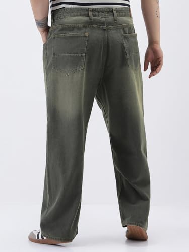 Image of Urbano Plus Men's Loose Baggy Fit Heavy Washed Jeans Non-Stretchable