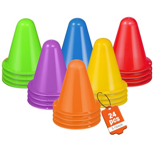 ZKNDRHJO 24 Pack 3.15 Inch Mini Cones for Sports Drills Agility & Footwork Practice Portable Small Cones for Indoor Outdoor Soccer Basketball Team Activities