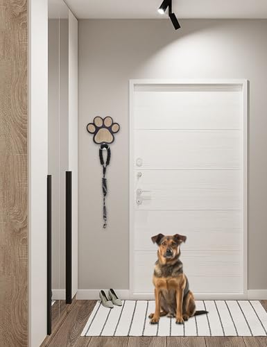 Gxdamxz Hunde Garderobe, Hundegarderobe Holz Hundeleinenhalter Wand für Hundezubehör & Halsband, Dog Leash Holder for Wall, Schwarz