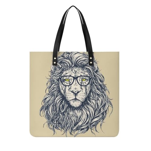 Sac à bandoulière lion grand format 39x39cm avec anses confort