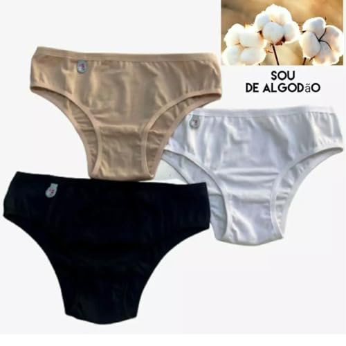 Kit 3 Calcinhas De Cotton Algodão Teen Juvenil Conforto