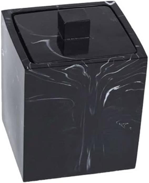 Marbled Resin Storage Box Cotton Swab Organizer Home Toothpick Holder Hotel Bathroom Pad With Lid
