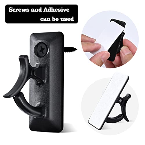 Gezidea Wall Hooks,Adhesive Hooks,Screw-In Hooks,Utility Hooks For Hanging Clothes And String Lights And Wire,Wind Chimes,Black, 12 Packs #TOP1