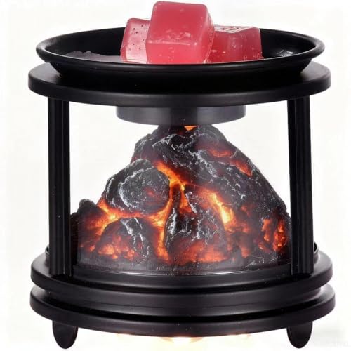 Dicimi Electric Wax Warmer with Simulated Flame, Fireplace Aesthetic Candle