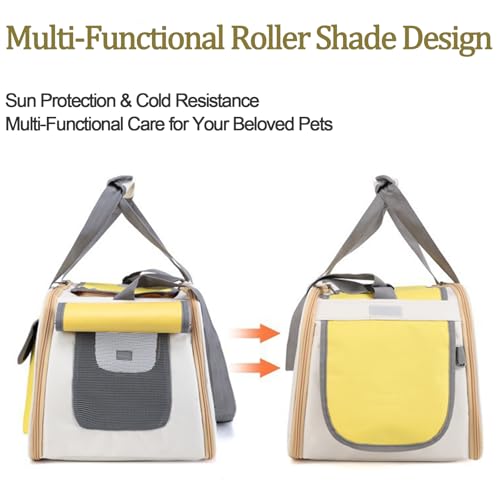 Cat Travel Carrier for Two, Portable Pet Carrier Bag, Pet Travel Carriers for Dogs 45x28x26cm, With Shoulder Strap & Removable Mat, Two-Way Placement on Airplane, Collapsible (Yellow) - Image 5