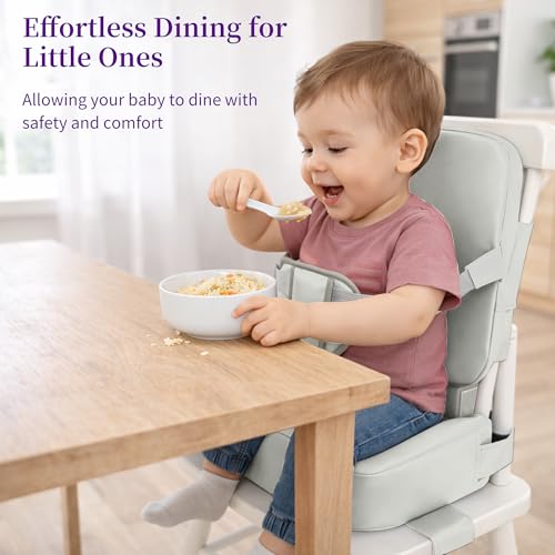 Image of Toddler Booster Seat for Dining Table with Backrest, Waterproof PU Cushion