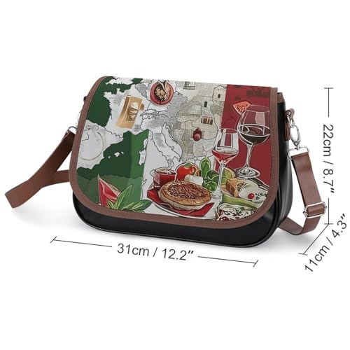 Italian Flag Pizza Crossbody Shoulder Messenger Women Bag Pu Leather Office Work Business for Handbag Crossbody Bag2