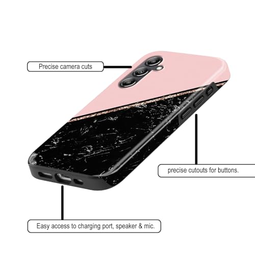 Image of COLORflow Back Cover Compatible with Samsung Galaxy A14 5G / 4G | Beautiful Black Pink Marble | Designer Printed Glossy Armoured Bumper Back Cover Compatible with Samsung Galaxy A14 5G / 4G
